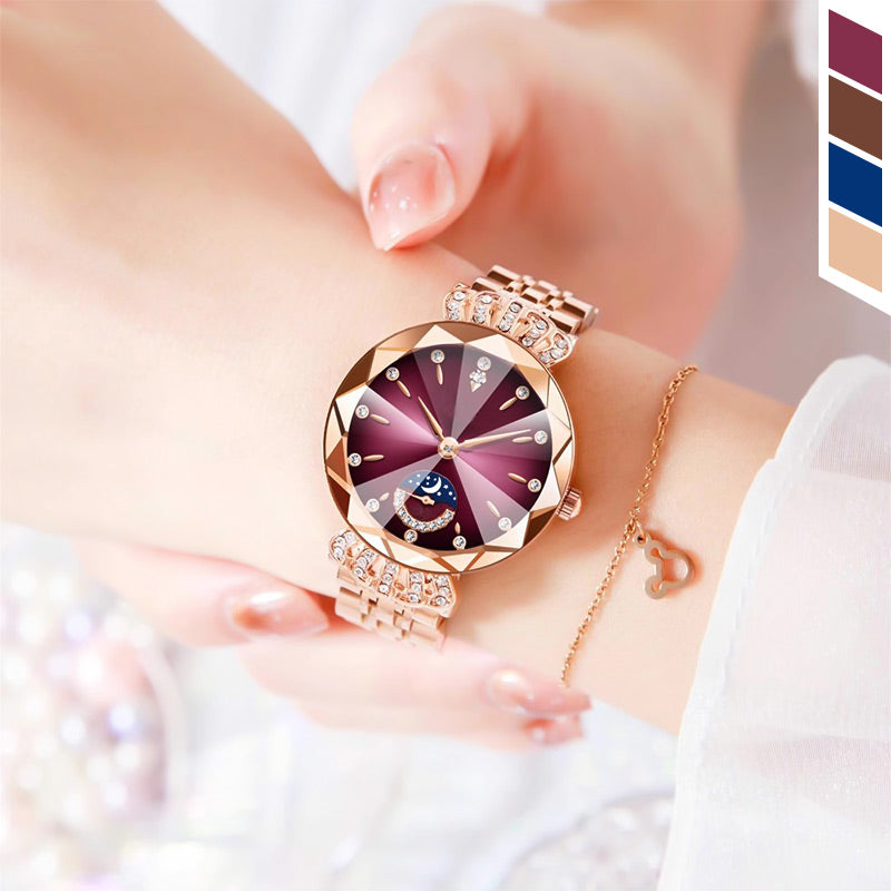Montre Étoile et Lune à La Mode pour Femmes