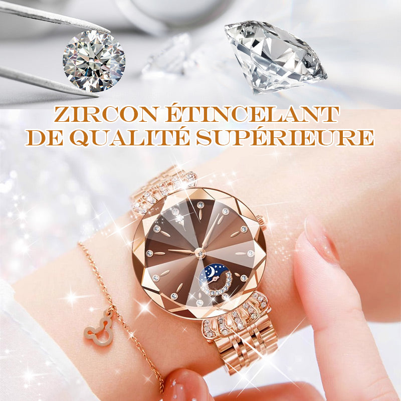 Montre Étoile et Lune à La Mode pour Femmes