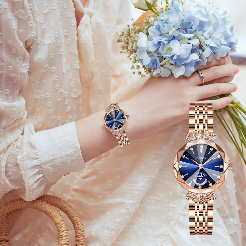 Montre Étoile et Lune à La Mode pour Femmes