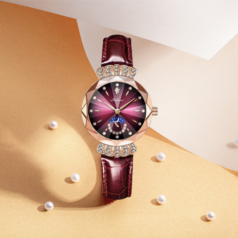 Montre Étoile et Lune à La Mode pour Femmes