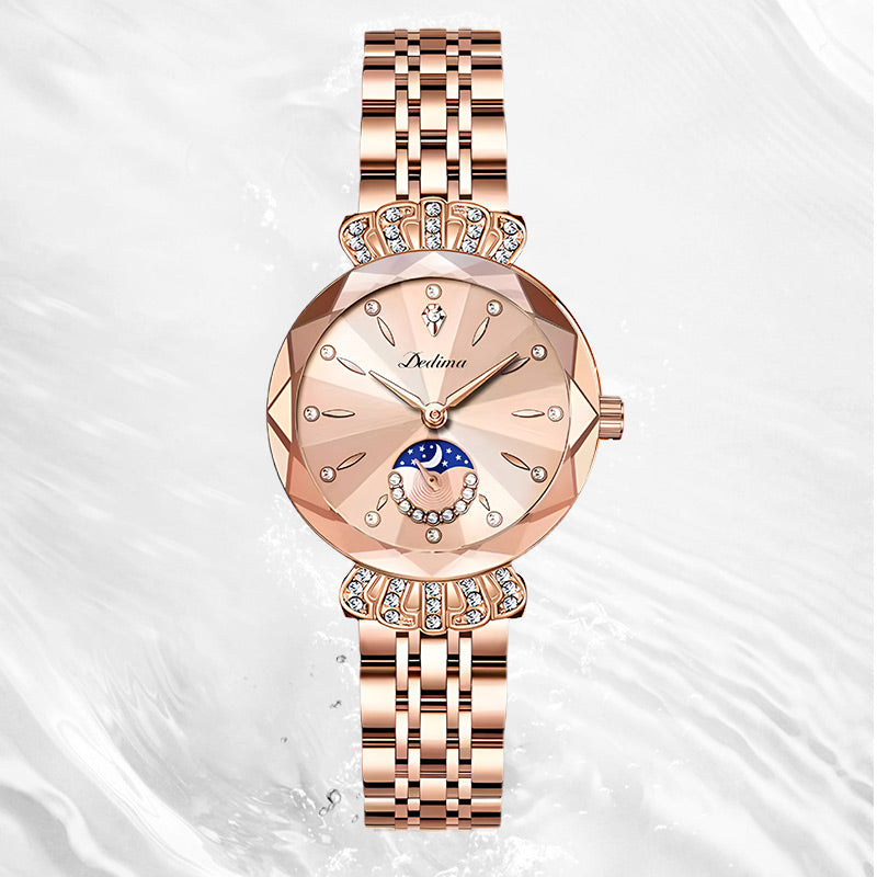 Montre Étoile et Lune à La Mode pour Femmes