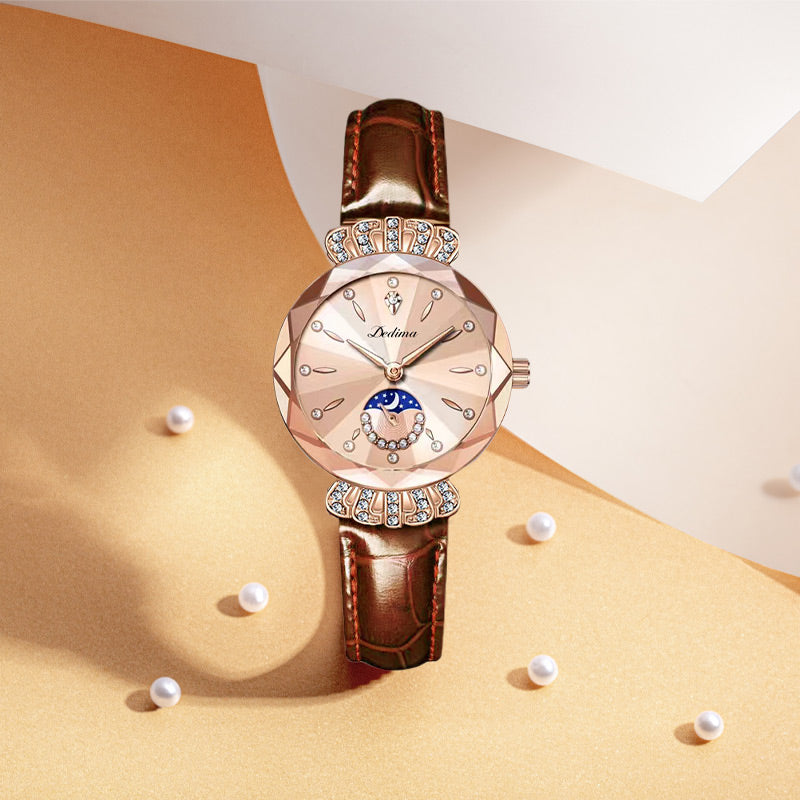 Montre Étoile et Lune à La Mode pour Femmes