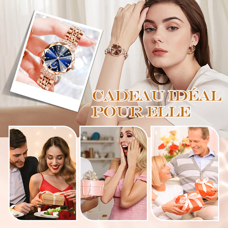 Montre Étoile et Lune à La Mode pour Femmes