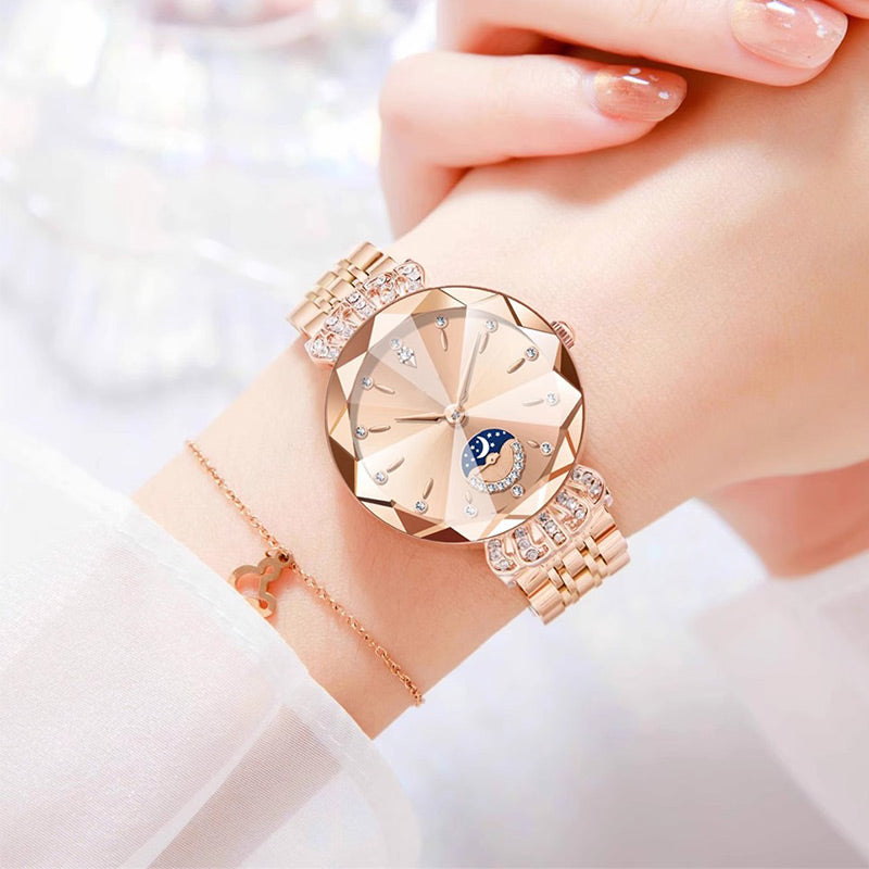 Montre Étoile et Lune à La Mode pour Femmes