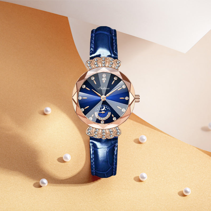 Montre Étoile et Lune à La Mode pour Femmes