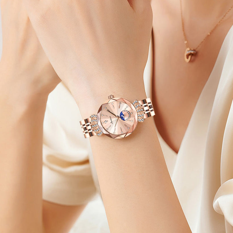 Montre Étoile et Lune à La Mode pour Femmes