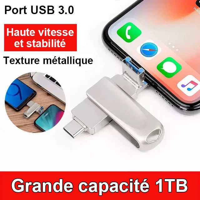 Lecteur flash d'extension de téléphone portable multifonctionnel 4 en 1 de grande capacité