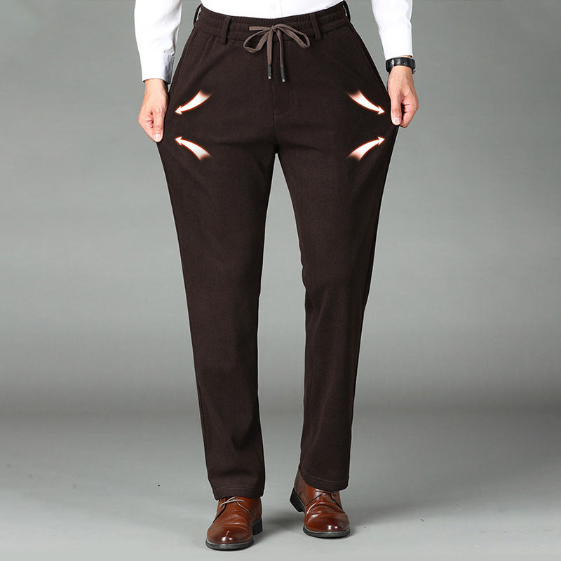 Bon cadeau! Pantalon en velours côtelé pour hommes avec taille élastique épaissie