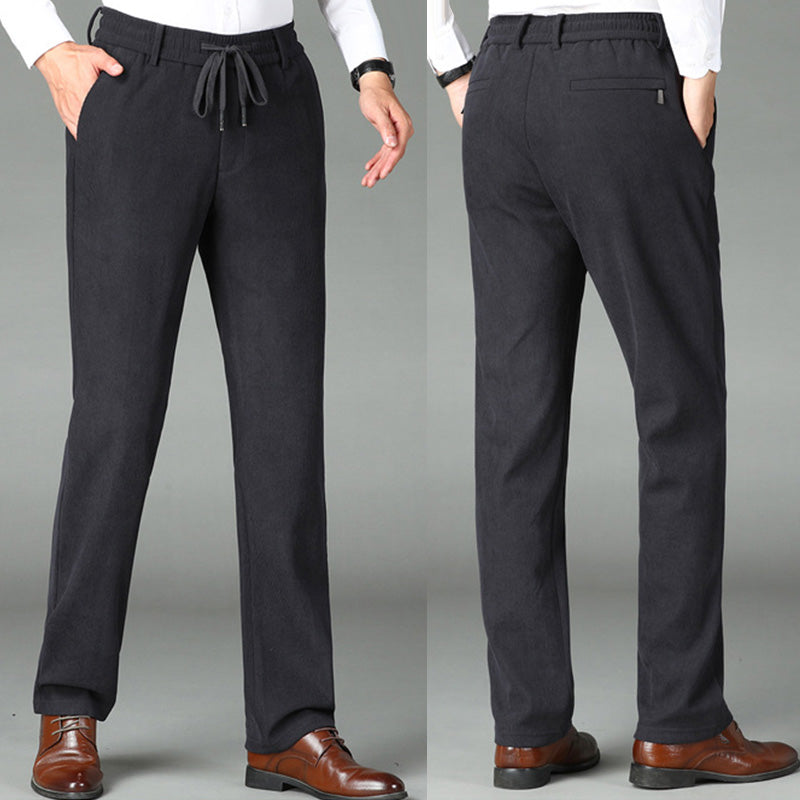 Bon cadeau! Pantalon en velours côtelé pour hommes avec taille élastique épaissie
