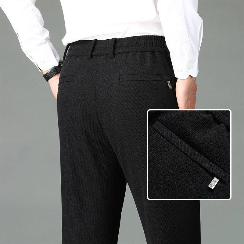 Bon cadeau! Pantalon en velours côtelé pour hommes avec taille élastique épaissie