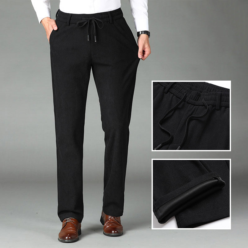 Bon cadeau! Pantalon en velours côtelé pour hommes avec taille élastique épaissie