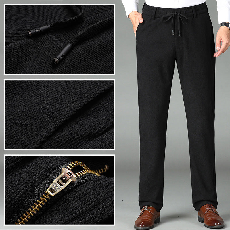 Bon cadeau! Pantalon en velours côtelé pour hommes avec taille élastique épaissie