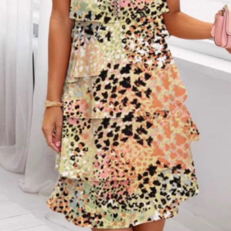 Robe à Paillettes Colorée Polyvalente et Stylisée à Imprimé Léopard