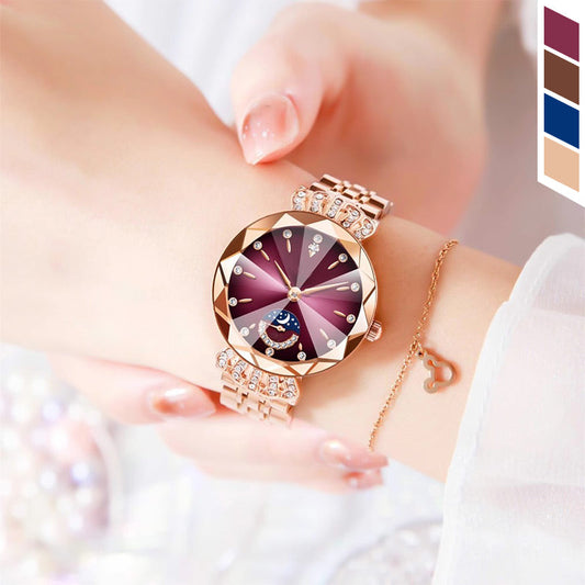 Montre Étoile et Lune à La Mode pour Femmes
