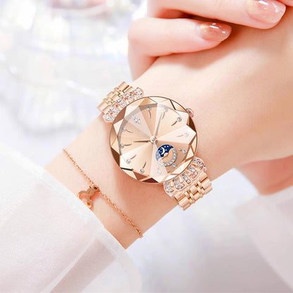Montre Étoile et Lune à La Mode pour Femmes