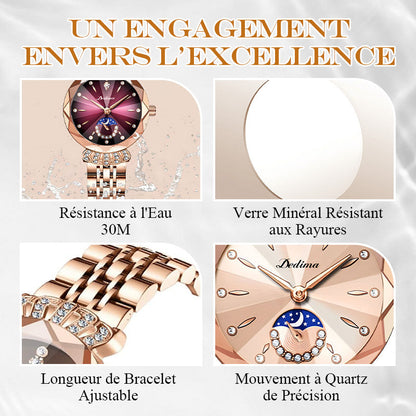 Montre Étoile et Lune à La Mode pour Femmes
