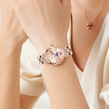 Montre Étoile et Lune à La Mode pour Femmes