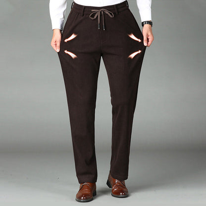 Bon cadeau! Pantalon en velours côtelé pour hommes avec taille élastique épaissie