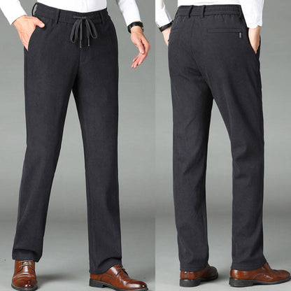 Bon cadeau! Pantalon en velours côtelé pour hommes avec taille élastique épaissie
