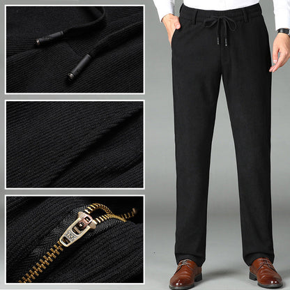 Bon cadeau! Pantalon en velours côtelé pour hommes avec taille élastique épaissie
