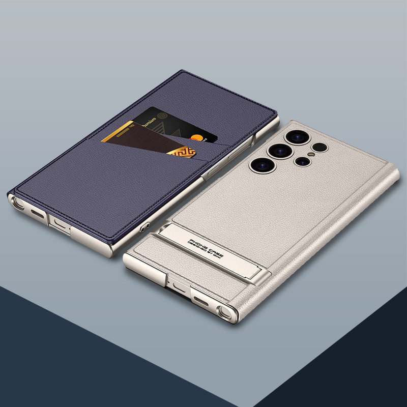 Coque de téléphone avec support pliable et porte-cartes pour Samsung S24Ultra