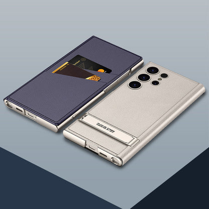 Coque de téléphone avec support pliable et porte-cartes pour Samsung S24Ultra