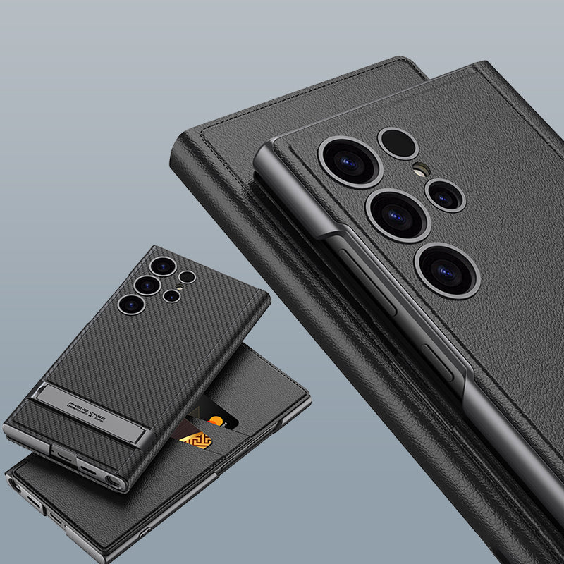 Coque de téléphone avec support pliable et porte-cartes pour Samsung S24Ultra