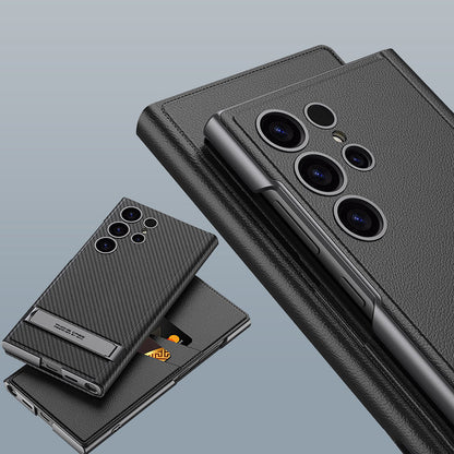 Coque de téléphone avec support pliable et porte-cartes pour Samsung S24Ultra
