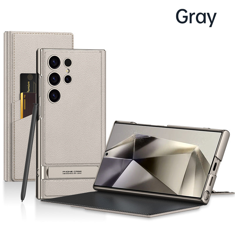 Coque de téléphone avec support pliable et porte-cartes pour Samsung S24Ultra