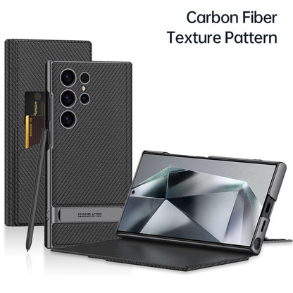 Coque de téléphone avec support pliable et porte-cartes pour Samsung S24Ultra