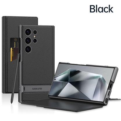 Coque de téléphone avec support pliable et porte-cartes pour Samsung S24Ultra