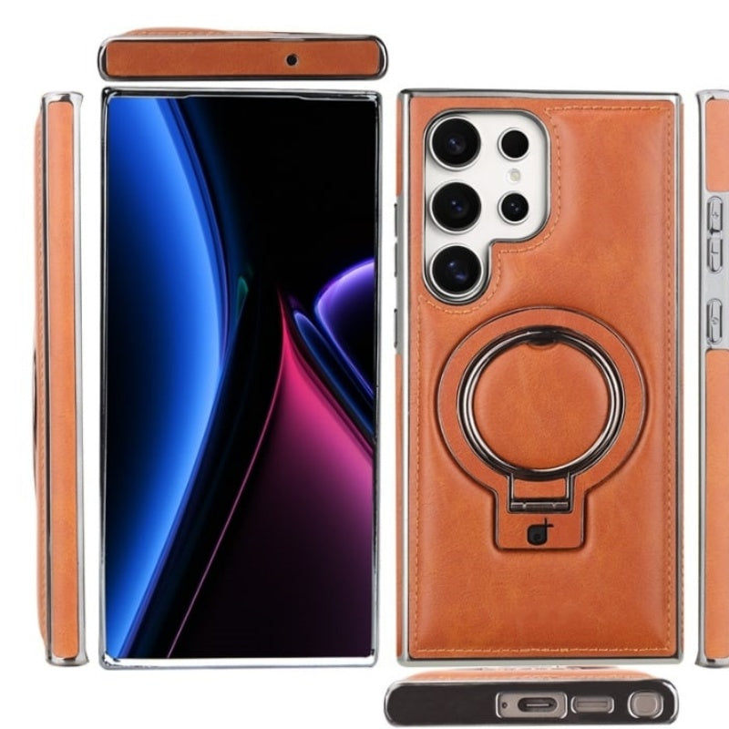 Étui de téléphone magnétique de style rétro avec support pour Samsung