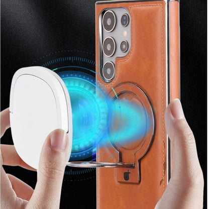 Étui de téléphone magnétique de style rétro avec support pour Samsung