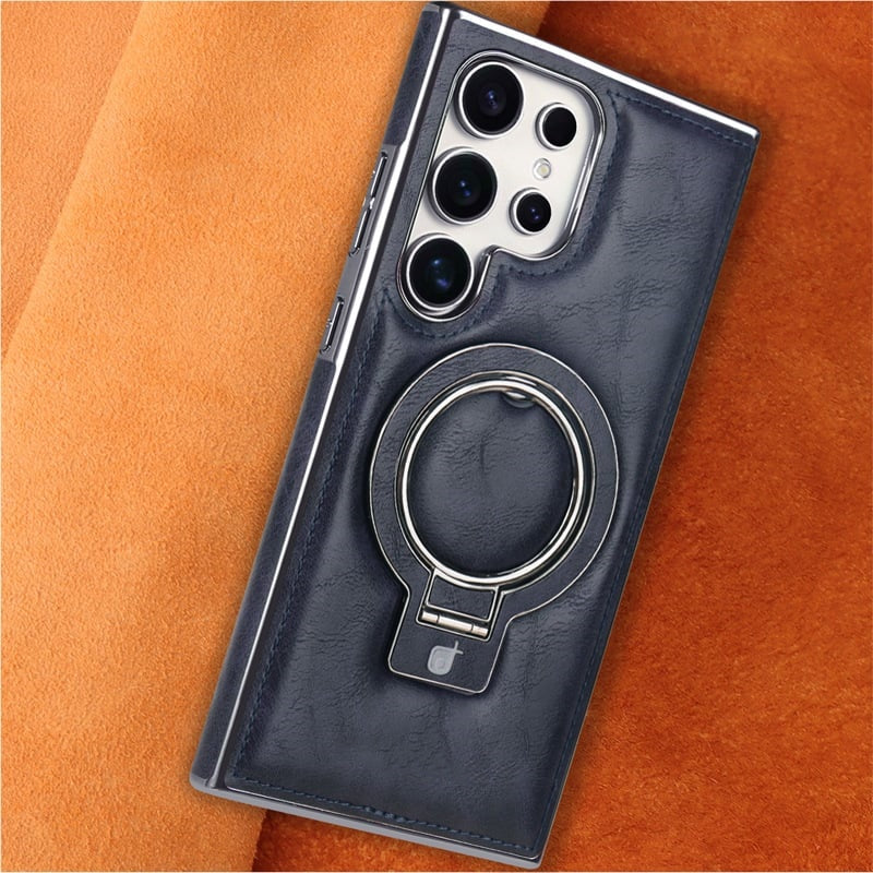 Étui de téléphone magnétique de style rétro avec support pour Samsung