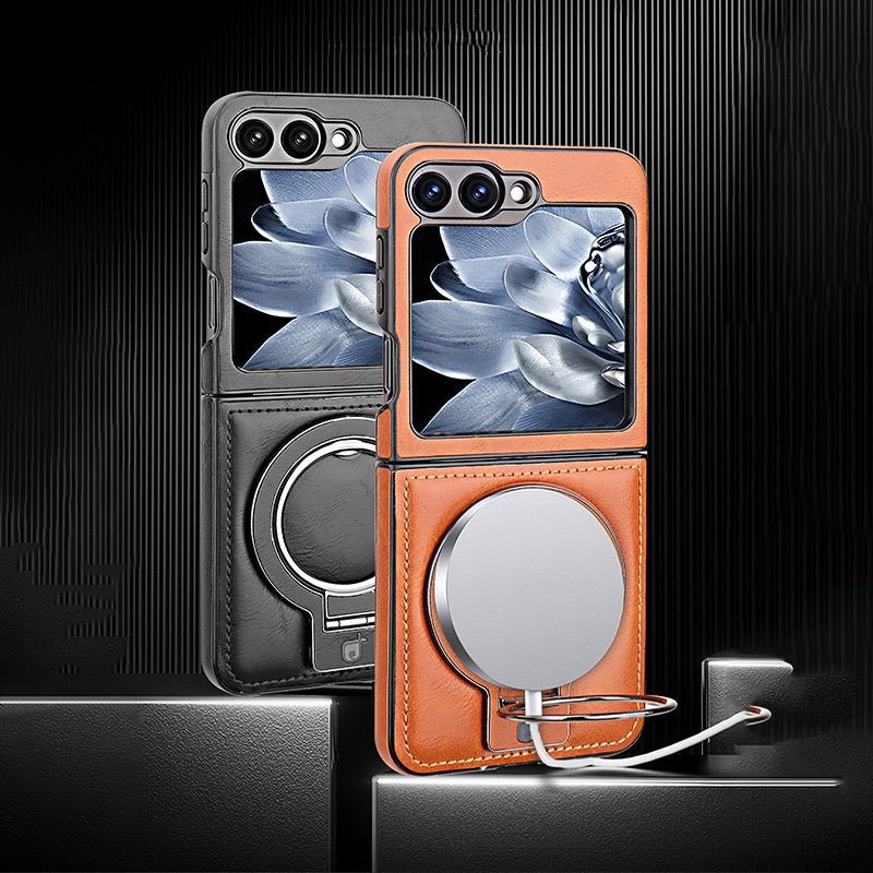 Coque de Téléphone Magnétique avec Support d'Anneau pour la Série Galaxy Z Flip