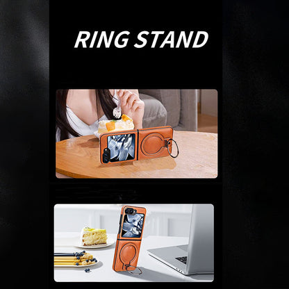 Coque de Téléphone Magnétique avec Support d'Anneau pour la Série Galaxy Z Flip