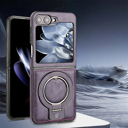 Coque de Téléphone Magnétique avec Support d'Anneau pour la Série Galaxy Z Flip