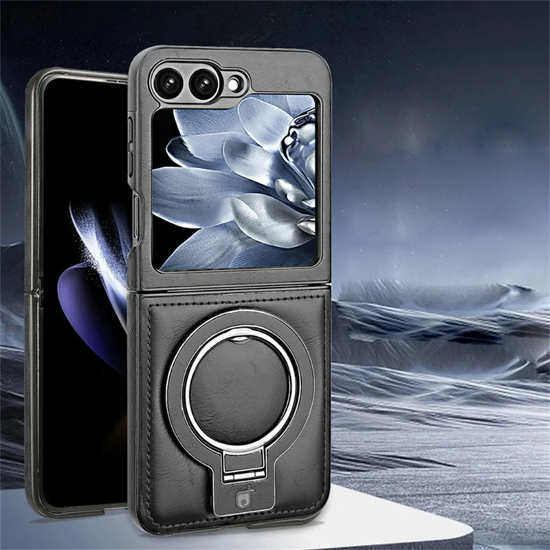 Coque de Téléphone Magnétique avec Support d'Anneau pour la Série Galaxy Z Flip