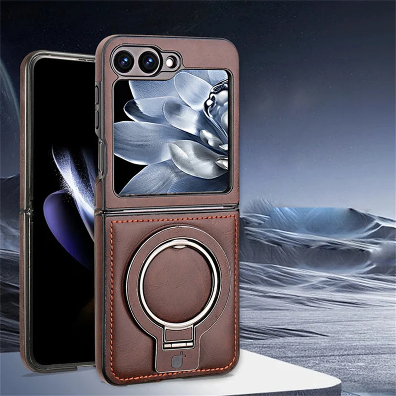 Coque de Téléphone Magnétique avec Support d'Anneau pour la Série Galaxy Z Flip