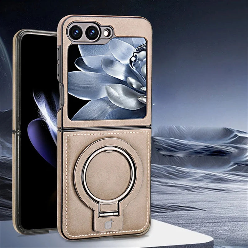 Coque de Téléphone Magnétique avec Support d'Anneau pour la Série Galaxy Z Flip