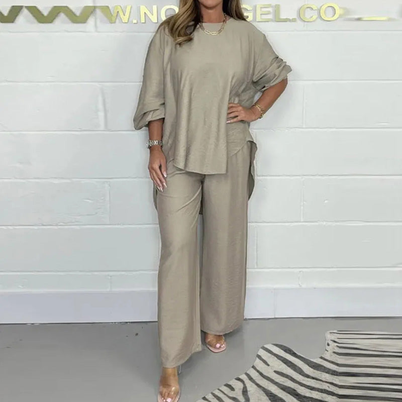 🔥Ensemble Haut à Manches Longues et Pantalon à Large Jambe pour Femmes