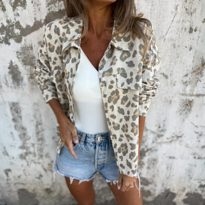Chemise Vintage Imprimée à Col et Manches Longues