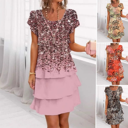 Robe à Paillettes Colorée Polyvalente et Stylisée à Imprimé Léopard
