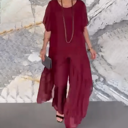 ✨️50% de réduction✨️Ensemble haut irrégulier et pantalon ample pour femme